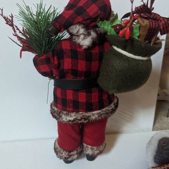NWOT 12" Black Santa Claus Red Plaid Lumberjack Xmas Decor African American HTF - Picture 9 of 9